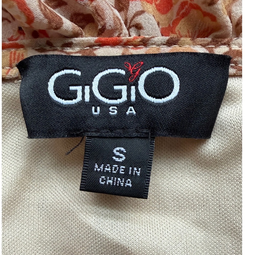 Floral Cottage Tiered Midi Dress Womens Size S Orange Boho Festival Indie GiGio - Picture 5 of 9
